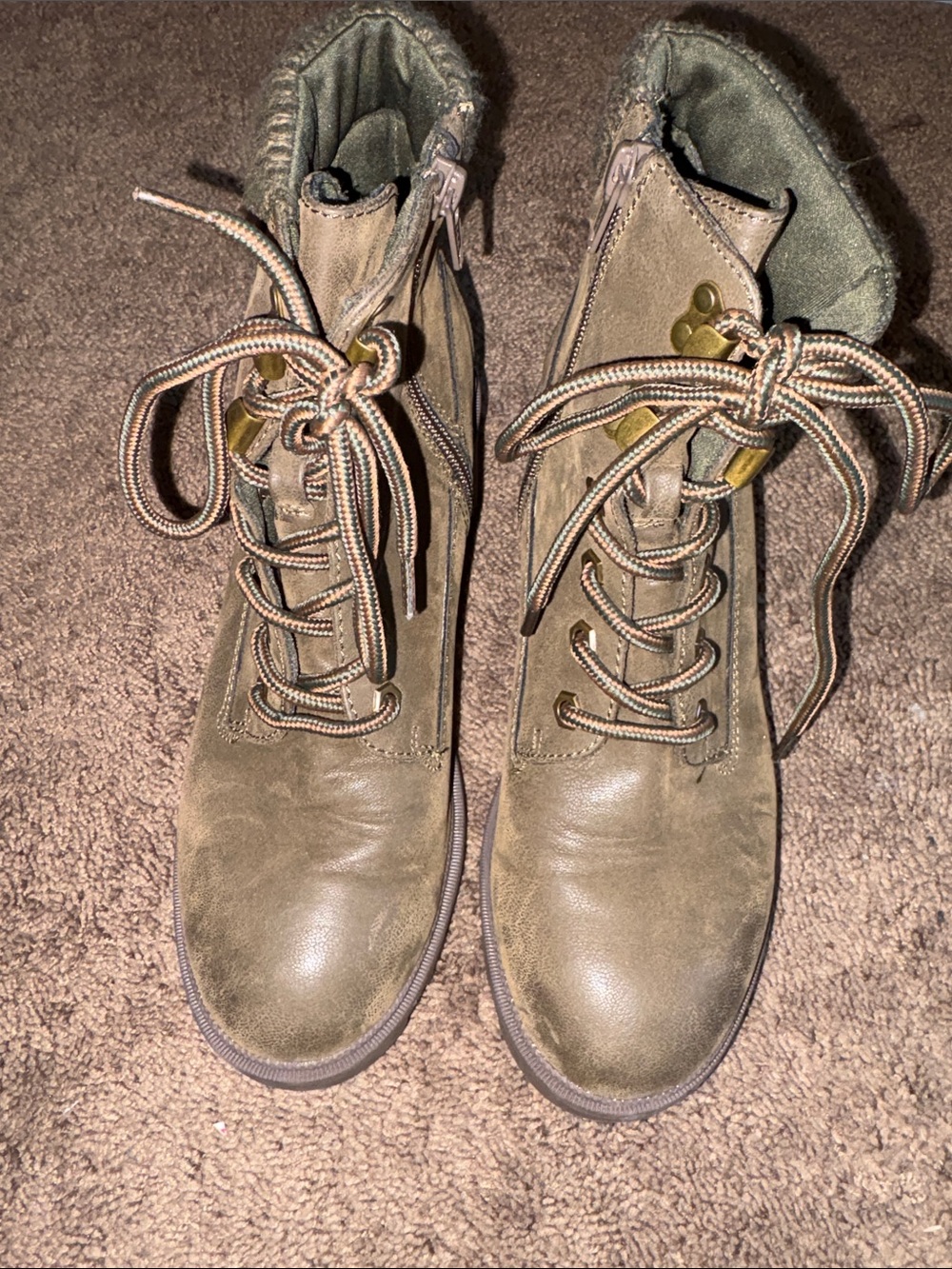 Women's Olive Lace-Up Ankle Boots